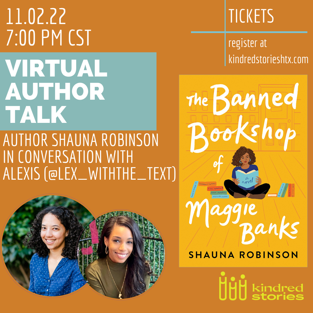 Virtual Author Talk: The Banned Bookshop of Maggie Banks with Shauna Robinson & Alexis-November 2 @ 7PM CST