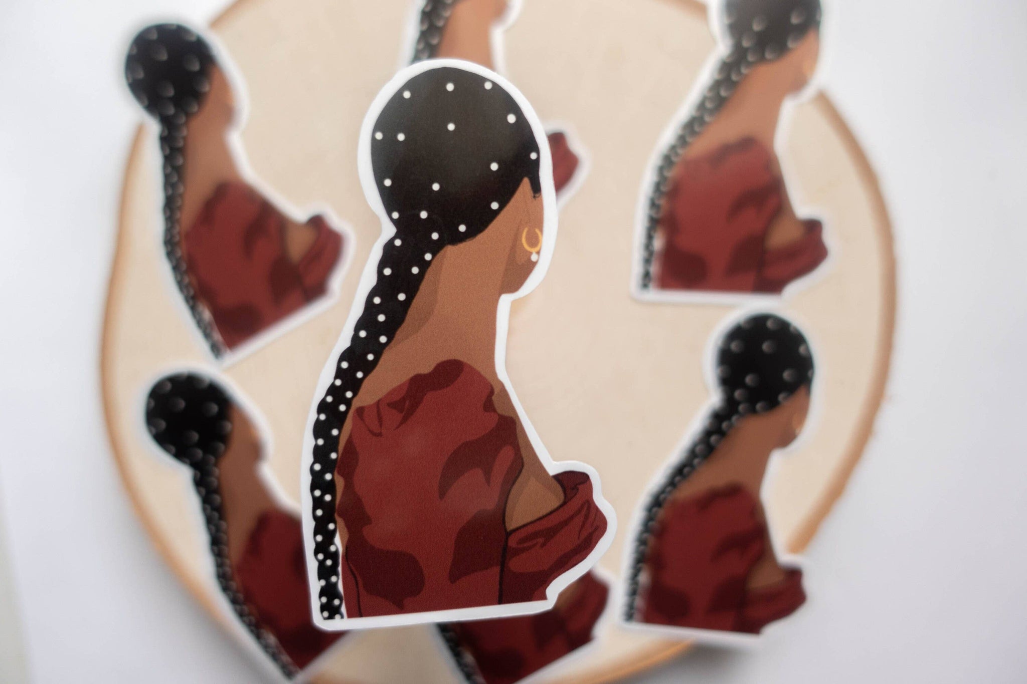 Beaded Girl Sticker, Black Woman Sticker