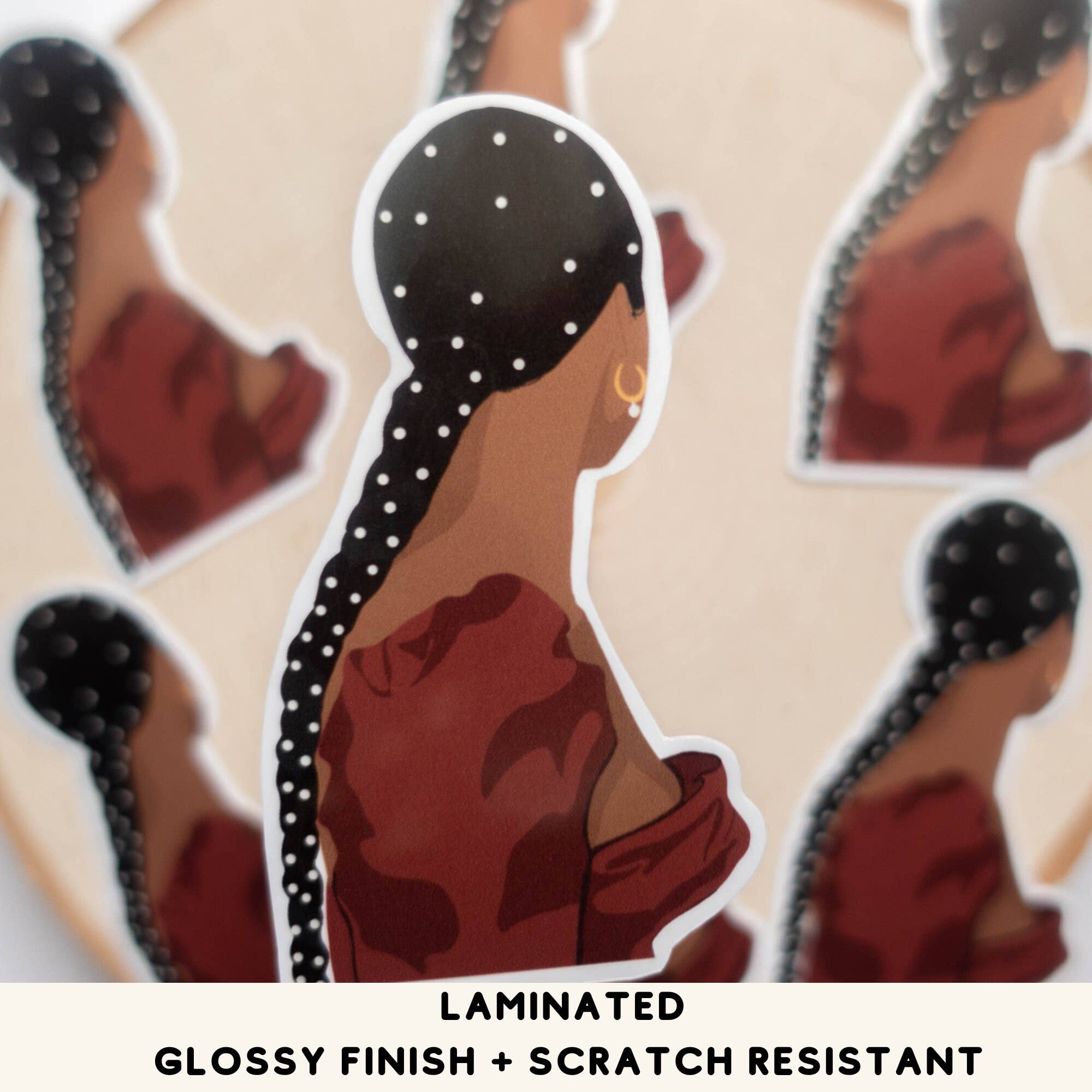 Beaded Girl Sticker, Black Woman Sticker