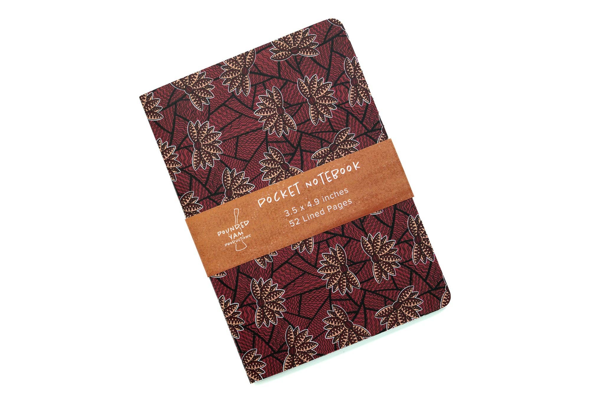African Print Pocket Notebook - Red Blossom (Ankara)
