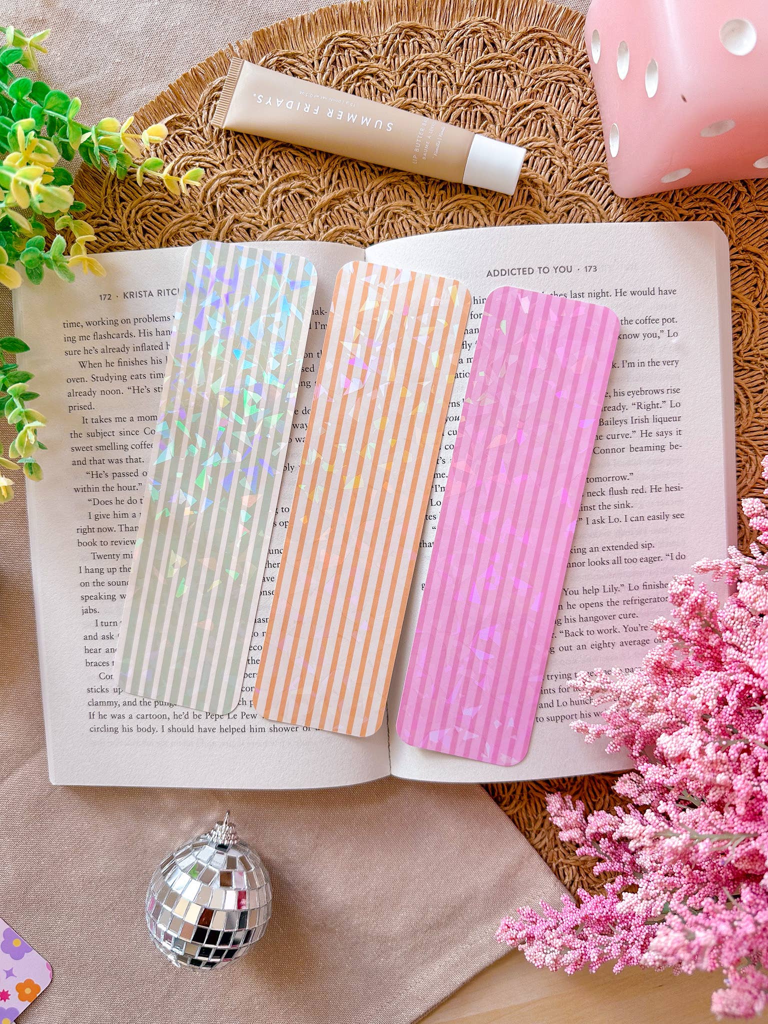 Stripes Glitter Bookmark