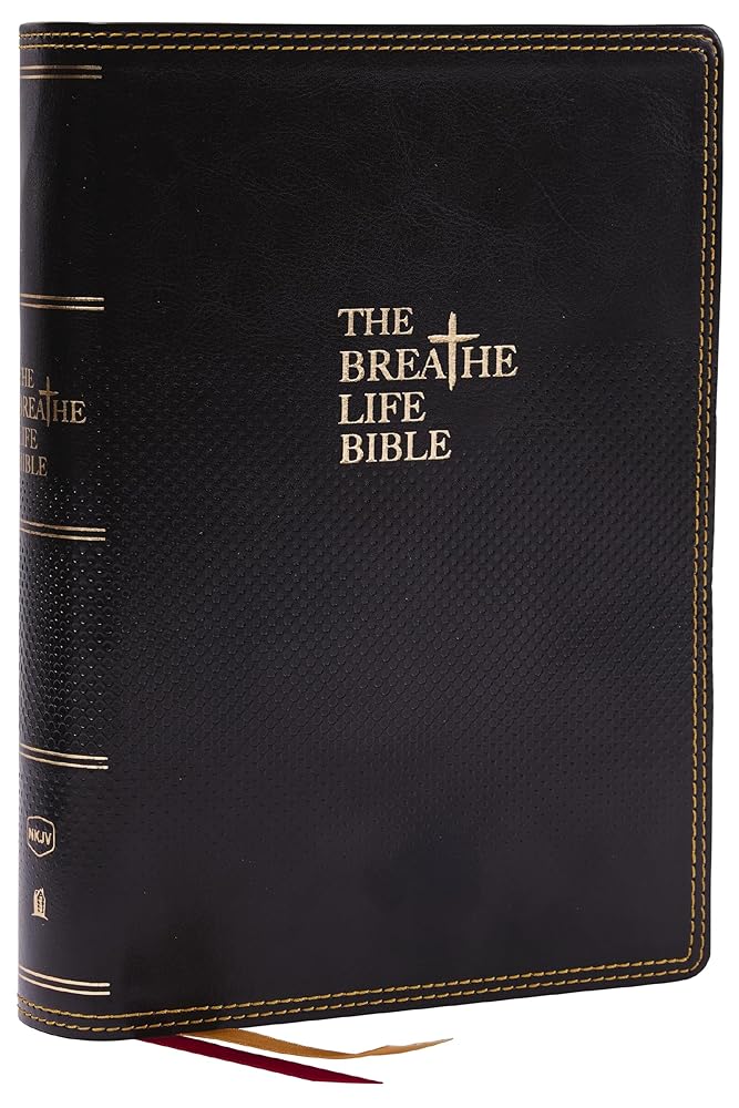 The Breathe Life Holy Bible: Faith in Action (NKJV, Black Leathersoft, Red Letter, Comfort Print) cover image