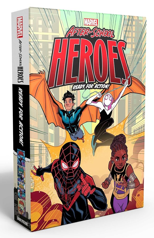 Marvel After-School Heroes Ready for Action! (Boxed Set): Miles Morales Untangles a Web; Ghost-Spider's Unbreakable Mission; Shuri Takes Control; Reptil & Ghost-Spider Join Forces! cover image