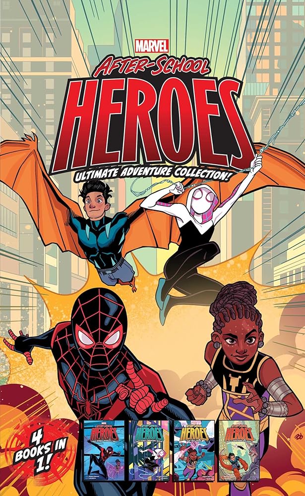 Marvel After-School Heroes Ultimate Adventure Collection!: Miles Morales Untangles a Web; Ghost-Spider's Unbreakable Mission; Shuri Takes Control; Reptil & Ghost-Spider Join Forces! cover image