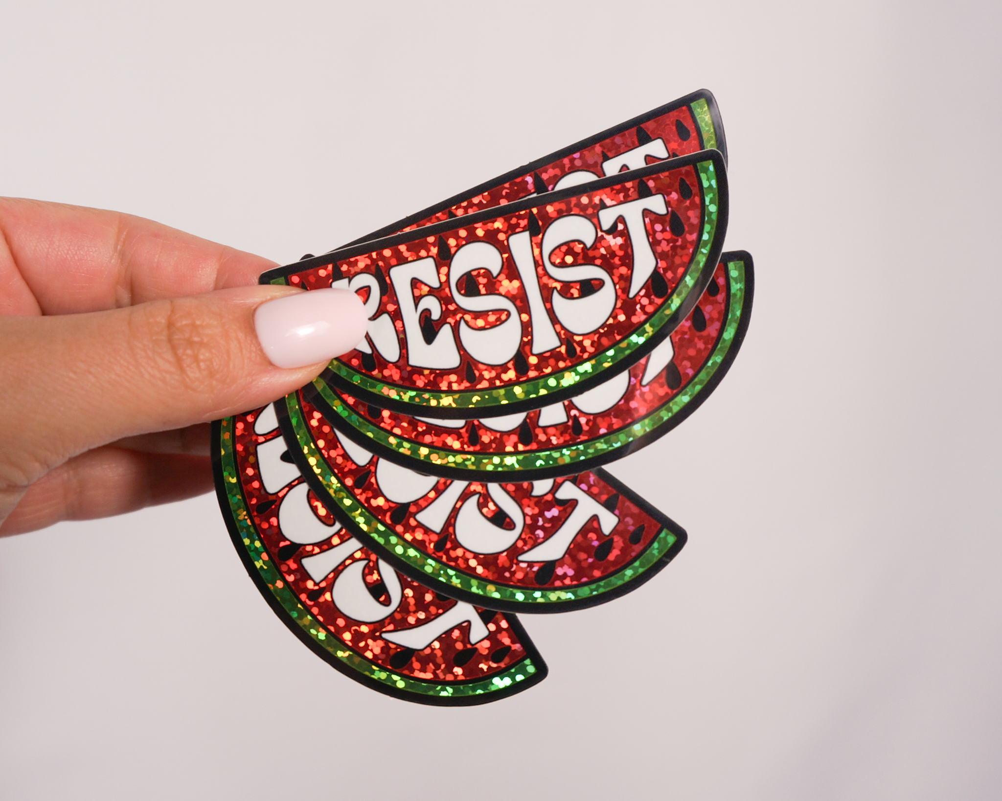 Palestine Watermelon RESIST sticker Glitter waterproof Sticker Free Palestine Sticker for Tumbler and Laptop Palestinian Owned Shop Donation
