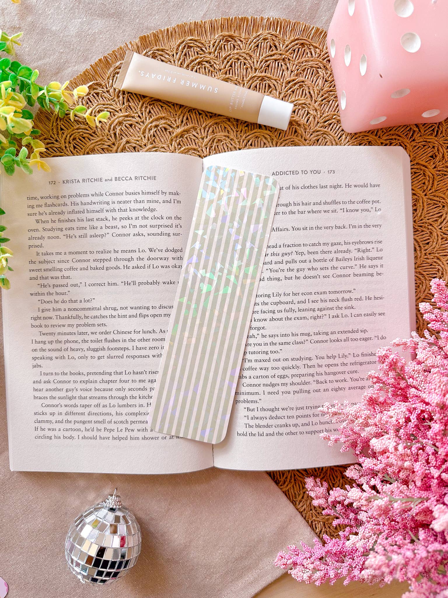 Stripes Glitter Bookmark