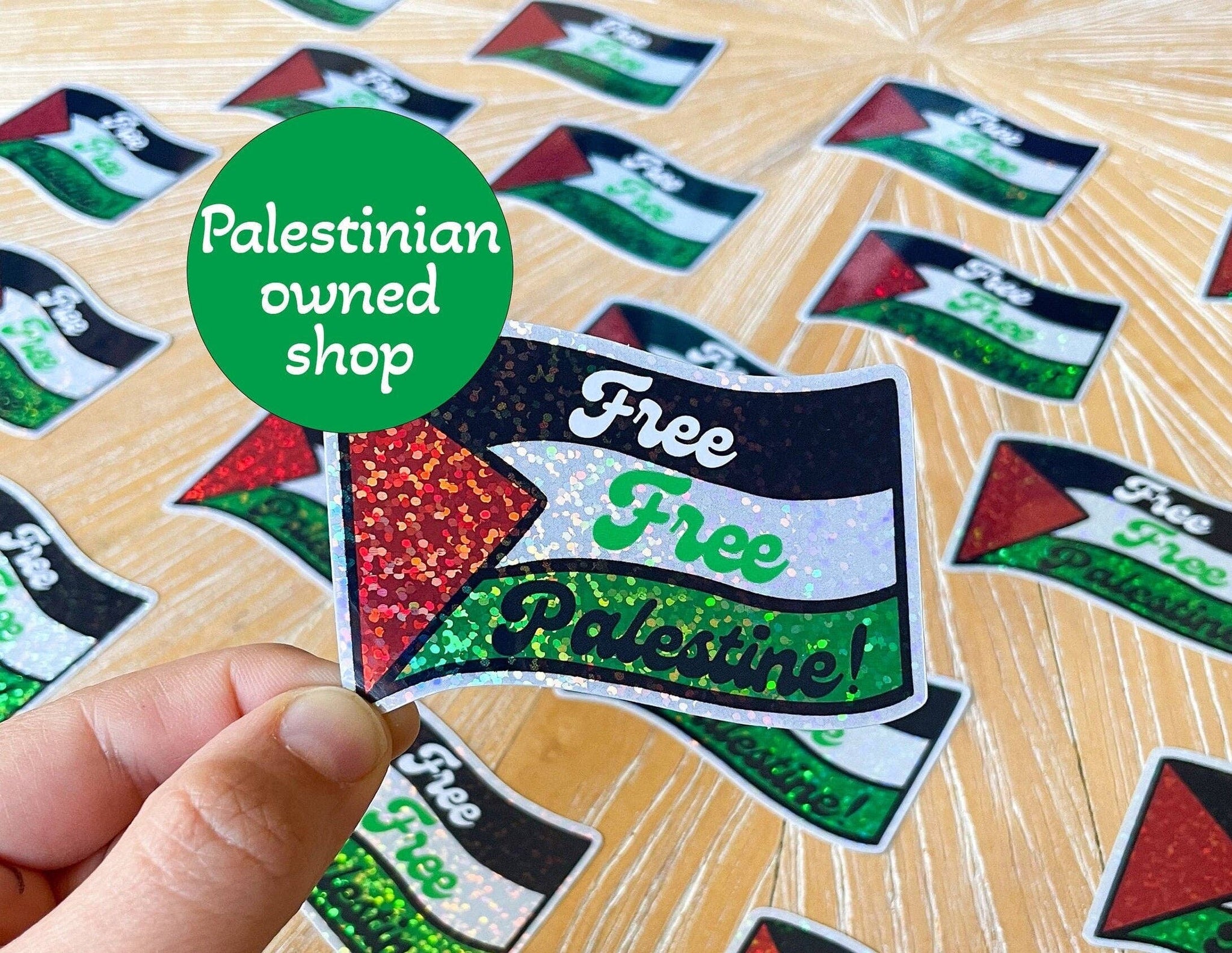 Free Free Palestine Wavy Flag Sticker with Glitter Sticker Weatherproof Palestinian gift for Laptops and water bottles Donates to Gaza