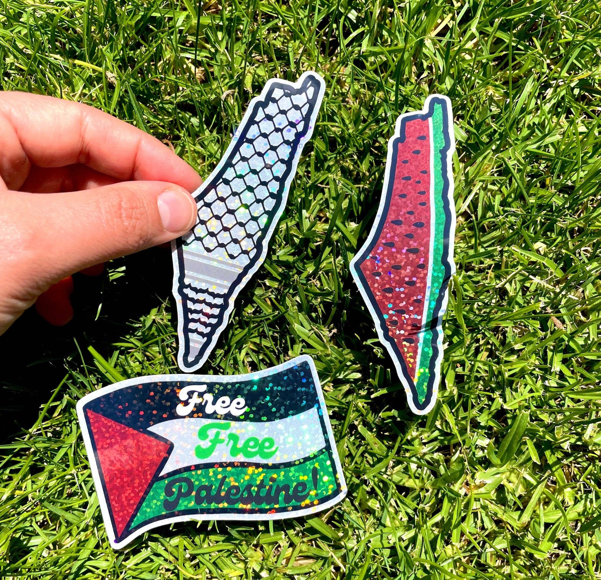 Free Free Palestine Wavy Flag Sticker with Glitter Sticker Weatherproof Palestinian gift for Laptops and water bottles Donates to Gaza