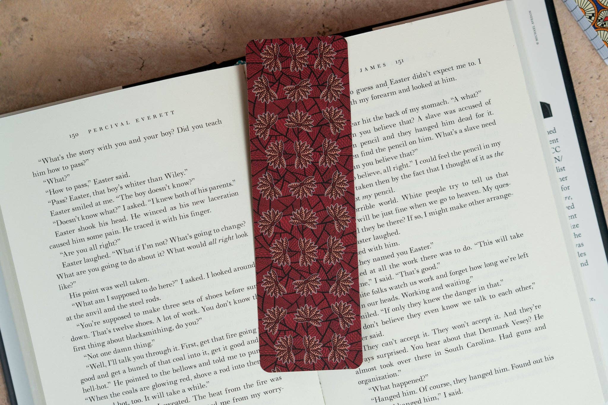 African Print Bookmarks - Red Blossom (Ankara)