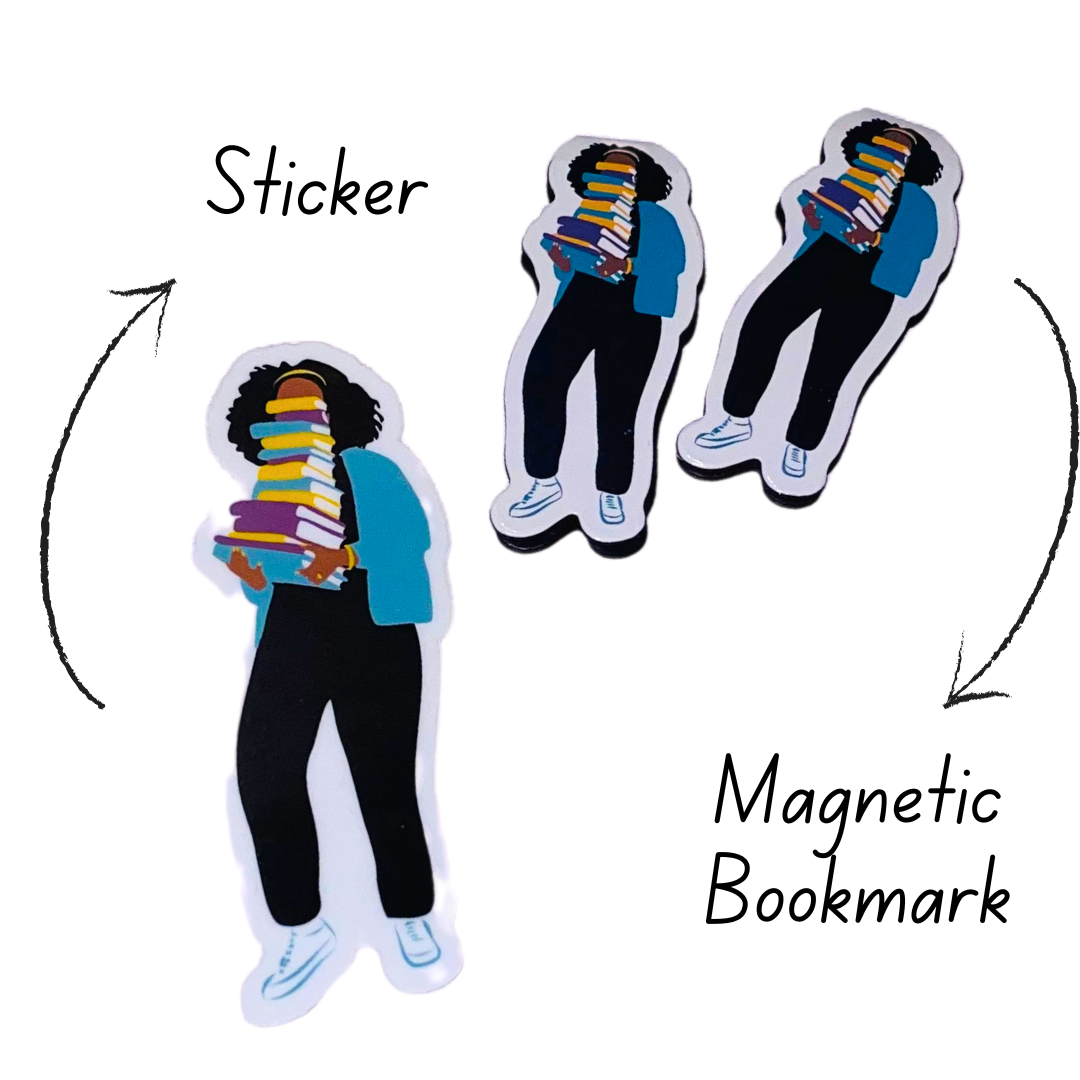 Book Stack Magnetic Page Marker | Bookmarks | Black Woman