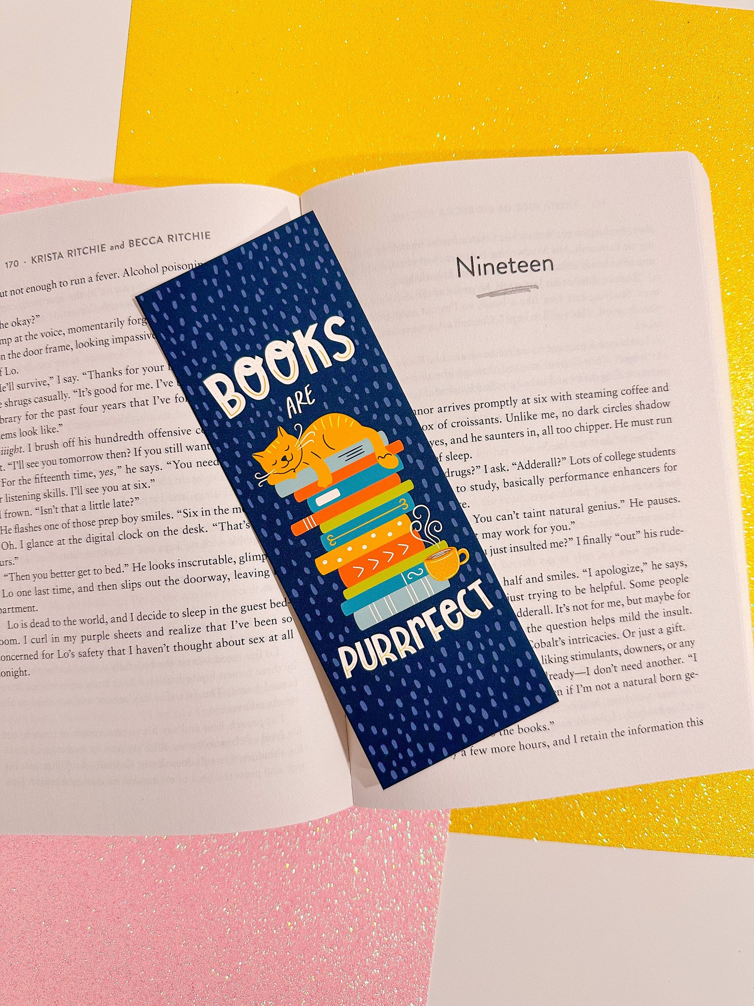 Books are Purrfect Glitter Bookmark