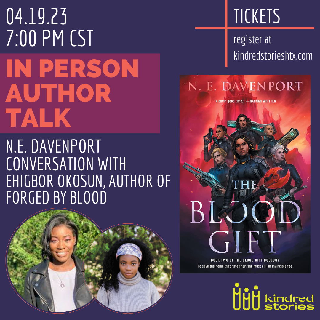 IRL Author Talk: The Blood Gift with N.E Daveport & Ehigbor Okosun-April 19 @ 7PM CST
