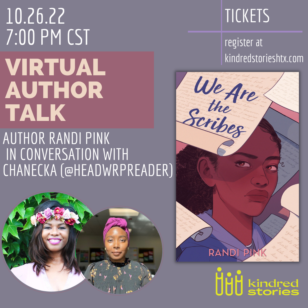 Virtual Author Talk: We Are the Scribes with Randi Pink & Chanecka-October 26@7PM CST